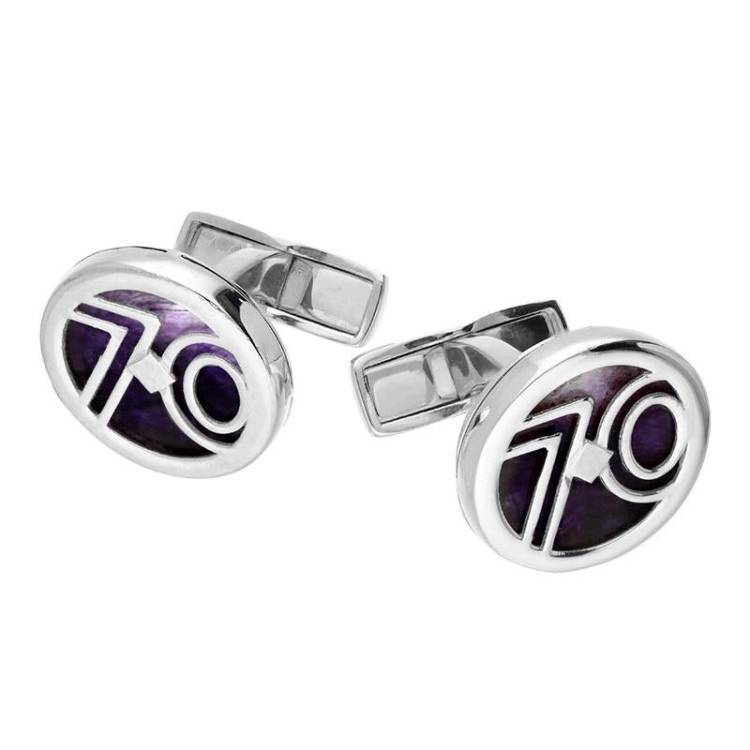 Sterling Silver Blue John Peak District Millstone 70 Cufflinks D