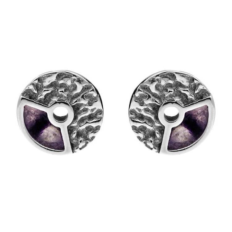 Sterling Silver Blue John Peak District Millstone Stud Earrings