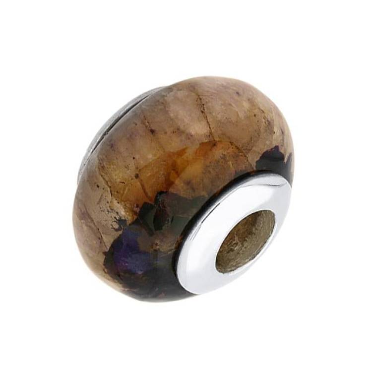 Sterling Silver Blue John Plain Solid Stone Charm