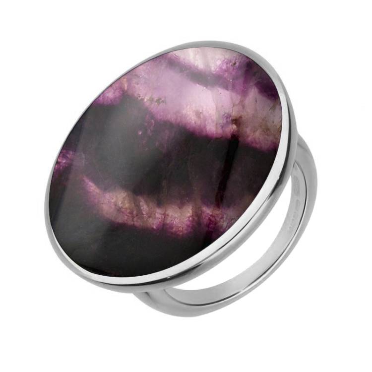 Sterling Silver Blue John Round Ring - Silver