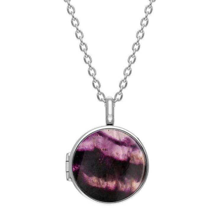 Sterling Silver Blue John Small Round Locket