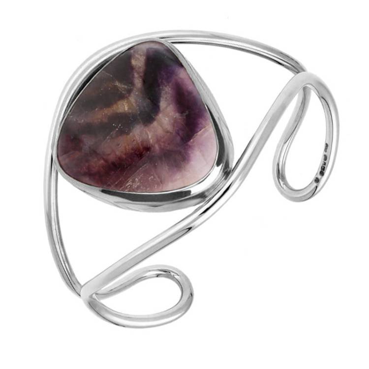 Sterling Silver Blue John Unique Cuff Bangle - Silver