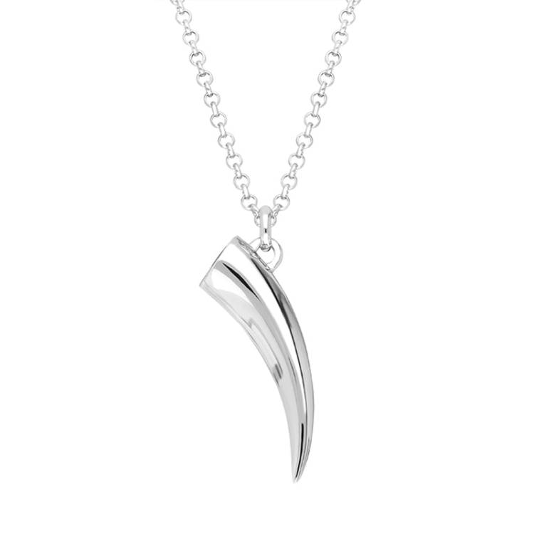Sterling Silver Cubic Zirconia Tooth Style Necklace - Option1 Value Silver
