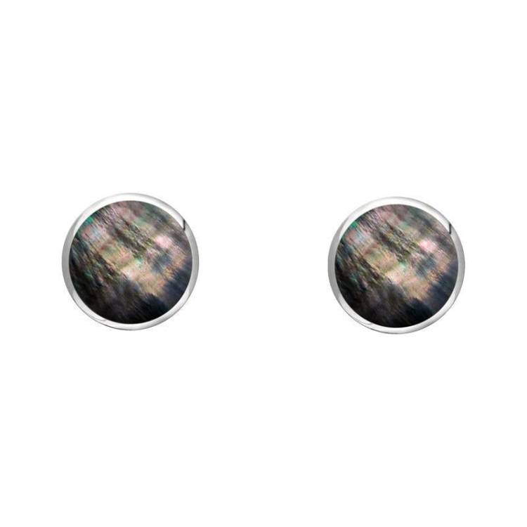 Sterling Silver Dark Mother of Pearl 4mm Classic Small Round Stud Earrings