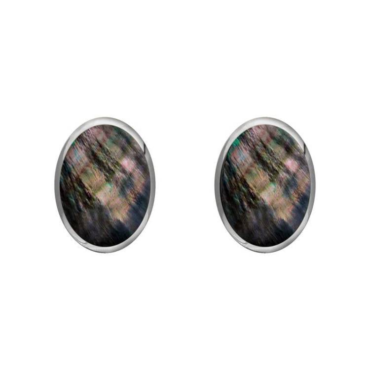 Sterling Silver Dark Mother of Pearl 7 x 5mm Classic Small Oval Stud Earrings
