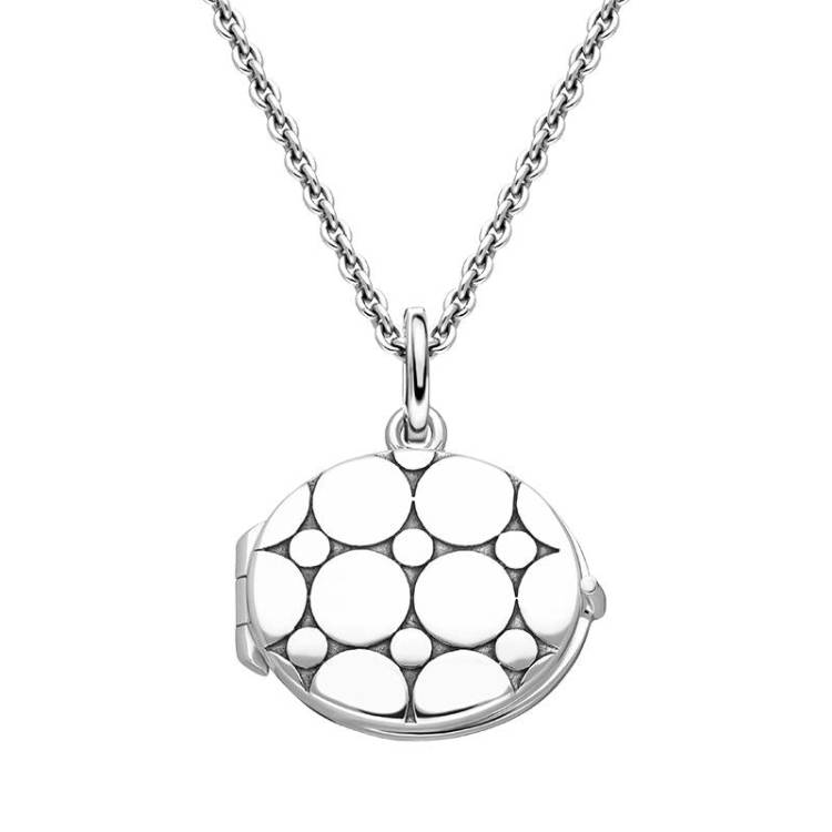Sterling Silver Dotted Oval Keepsake Locket - Silver