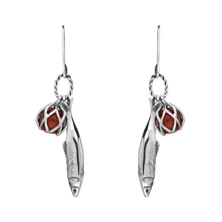 Sterling Silver Emma Stothard Silver Darling Amber Float Charm Hook Earrings