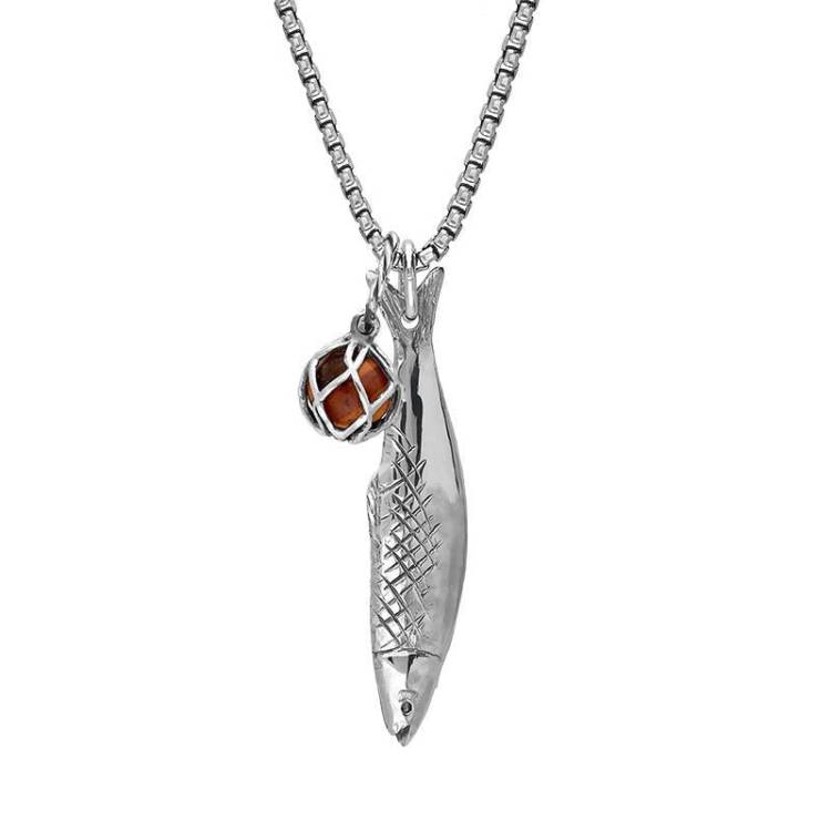 Sterling Silver Emma Stothard Silver Darling Amber Float Small Charm Necklace