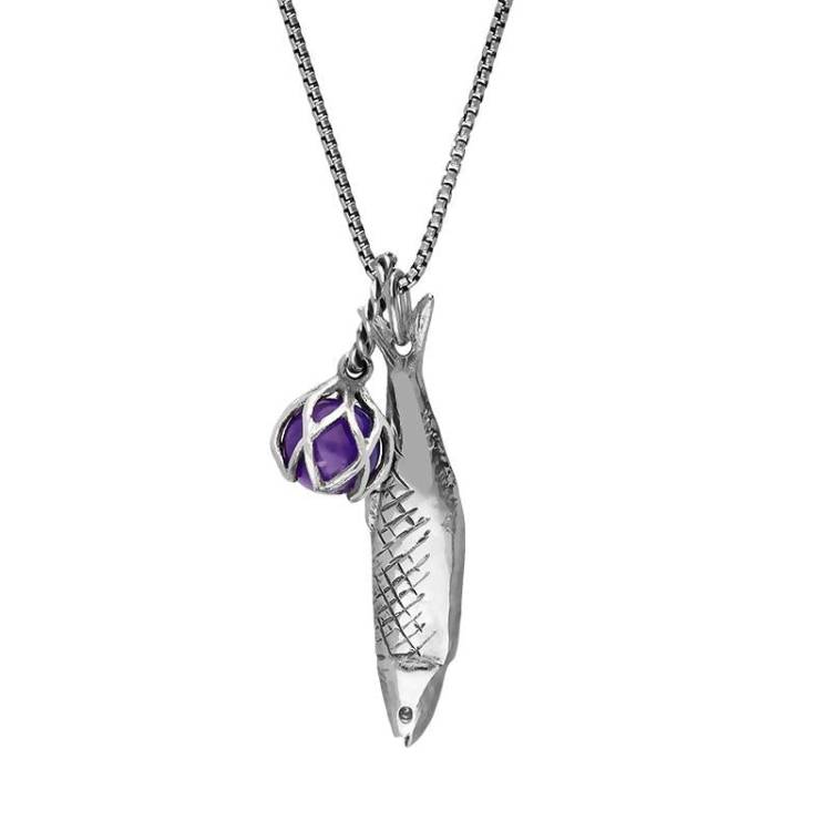 Sterling Silver Emma Stothard Silver Darling Amethyst Float Petite Charm Necklace