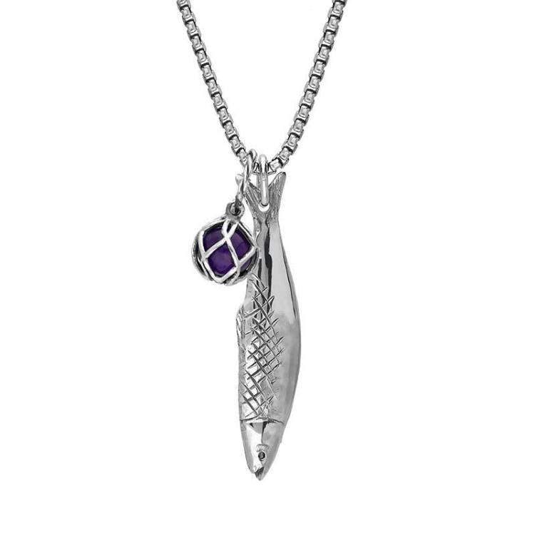 Sterling Silver Emma Stothard Silver Darling Amethyst Float Small Charm Necklace