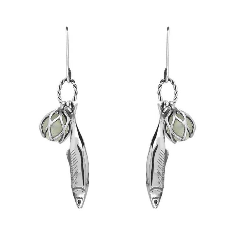Sterling Silver Emma Stothard Silver Darling Green Quartz Float Charm Hook Earrings