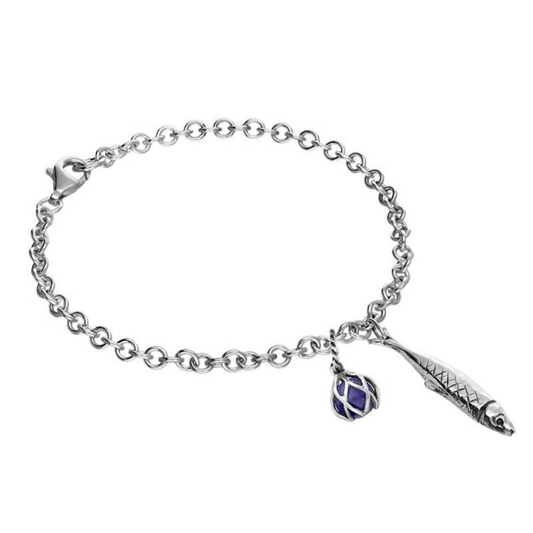 Sterling Silver Emma Stothard Silver Darling Lapis Lazuli Float Charm Bracelet