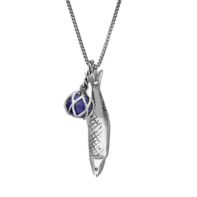 Sterling Silver Emma Stothard Silver Darling Lapis Lazuli Float Petite Charm Necklace