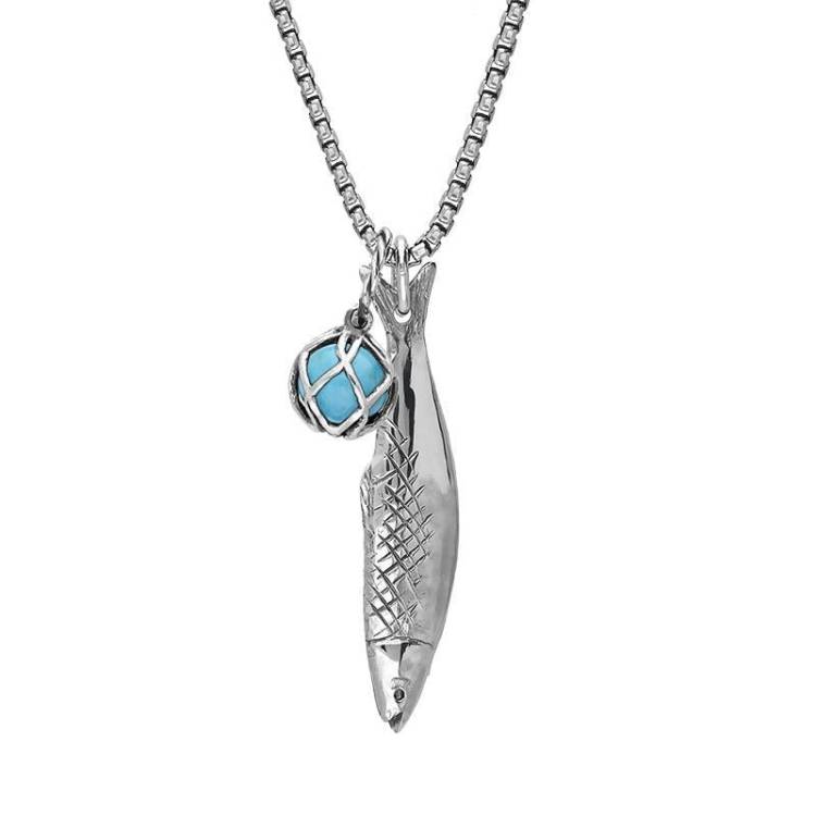 Sterling Silver Emma Stothard Silver Darling Turquoise Float Small Charm Necklace