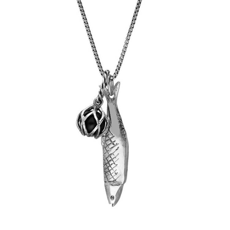Sterling Silver Emma Stothard Silver Darling Whitby Jet Float Petite Charm Necklace