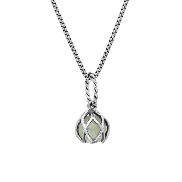 Sterling Silver Green Quartz Emma Stothard Silver Darling 6mm Float Charm Necklace