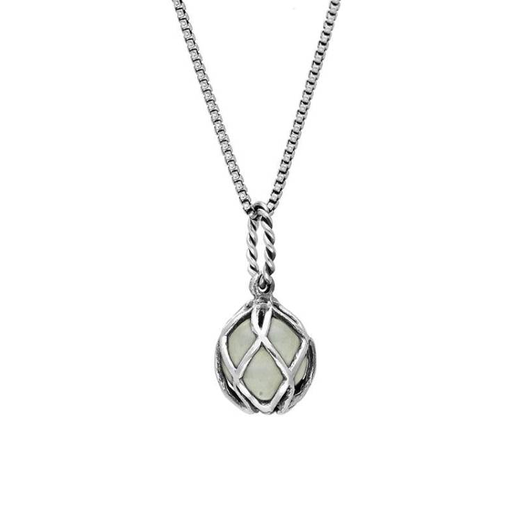 Sterling Silver Green Quartz Emma Stothard Silver Darling 8mm Float Charm Necklace