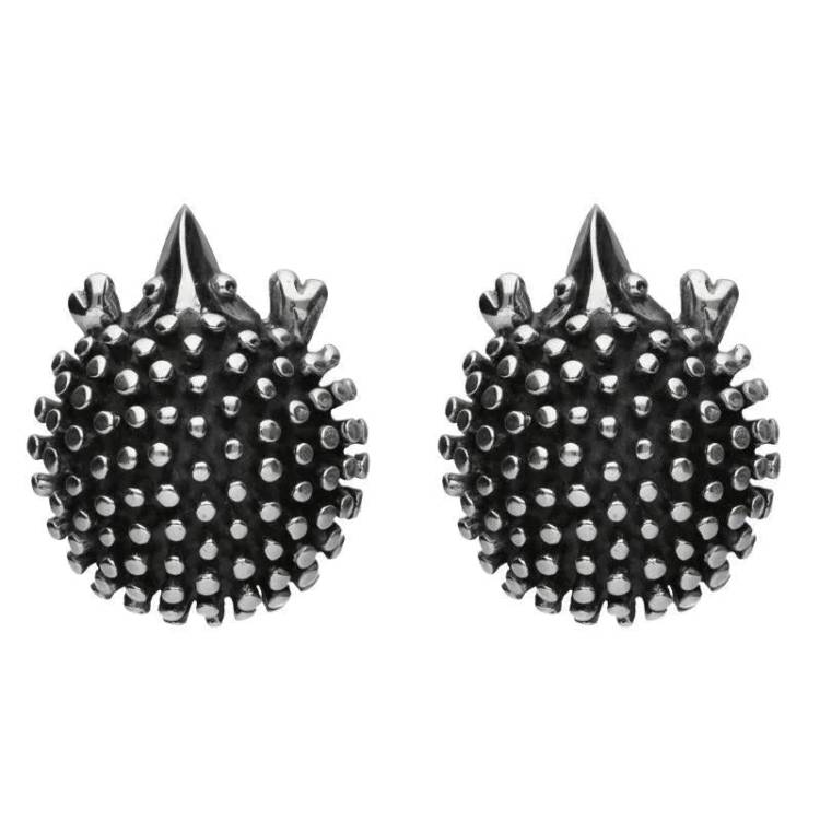 Sterling Silver Hedgehog Stud Earrings D - Silver