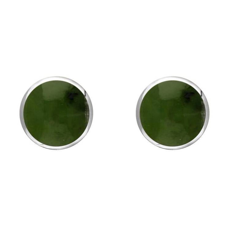 Sterling Silver Jade 6mm Classic Medium Round Stud Earrings