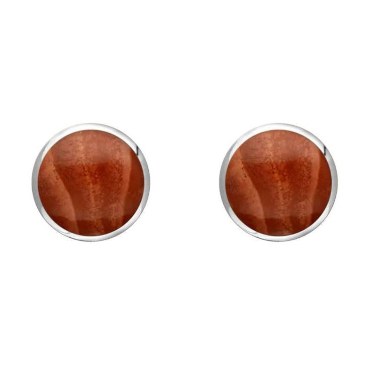 Sterling Silver Jasper 6mm Classic Medium Round Stud Earrings