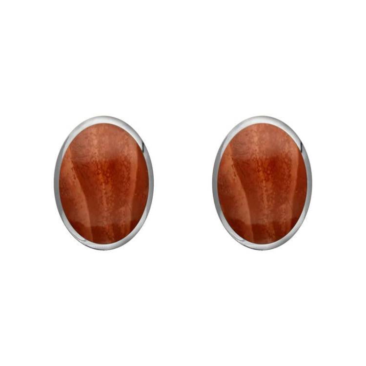 Sterling Silver Jasper 7 x 5mm Classic Small Oval Stud Earrings