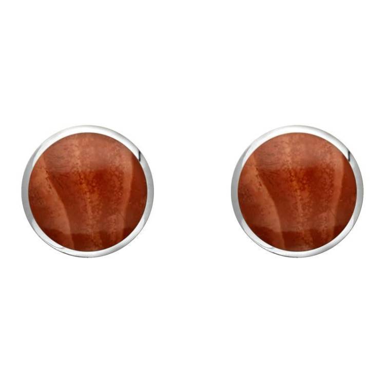 Sterling Silver Jasper 8mm Classic Large Round Stud Earrings