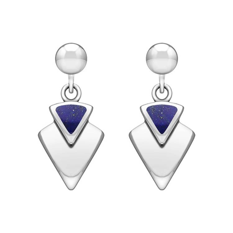 Sterling Silver Lapis Lazuli Arrowhead Drop Earrings
