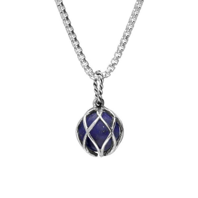 Sterling Silver Lapis Lazuli Emma Stothard Silver Darling 10mm Float Charm Necklace