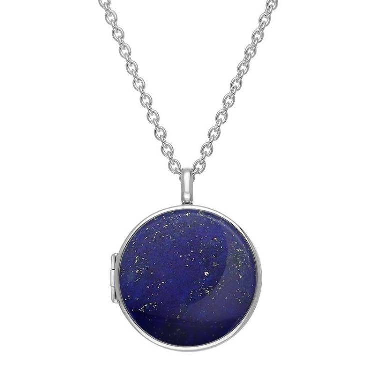 Sterling Silver Lapis Lazuli Large Round Locket