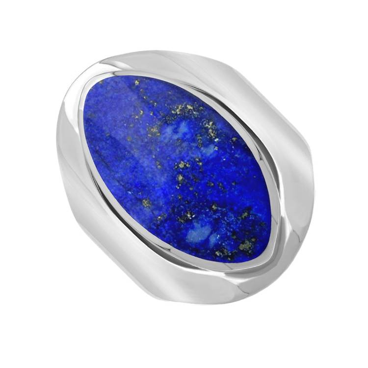 Sterling Silver Lapis Lazuli Medium Oval Ring - Silver