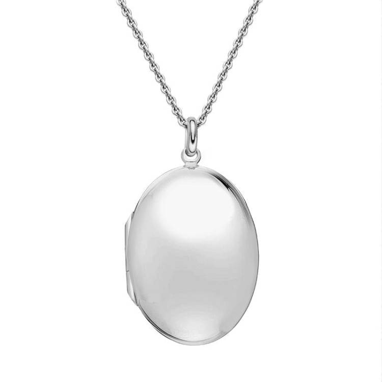 Sterling Silver Large Oval Keepsake Locket - Silver