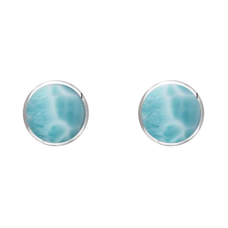 Sterling Silver Larimar 5mm Classic Small Round Stud Earrings
