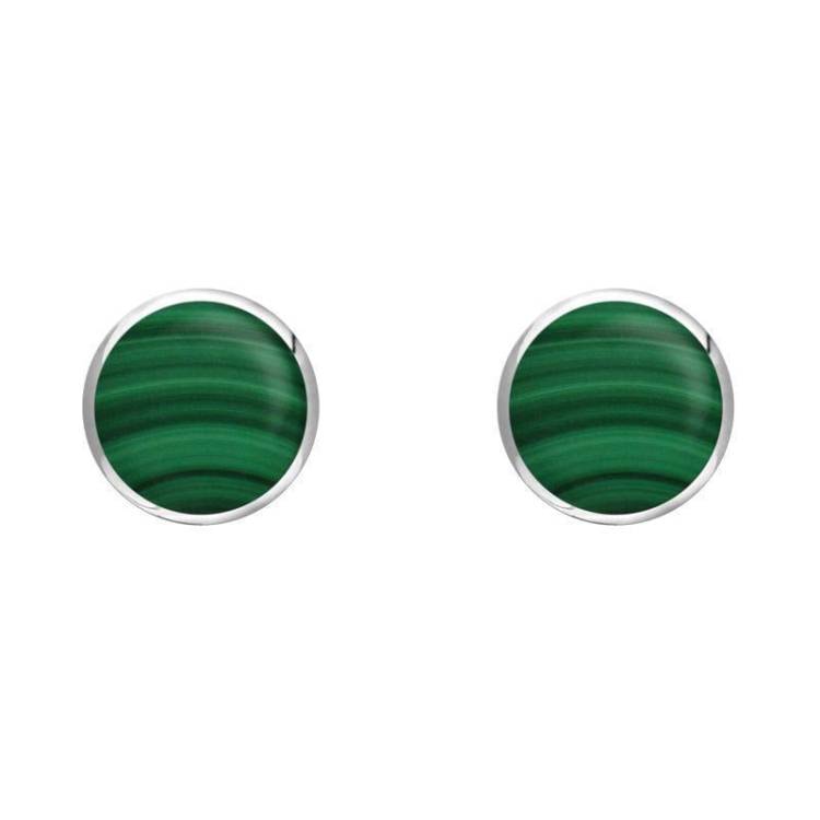 Sterling Silver Malachite 5mm Classic Small Round Stud Earrings