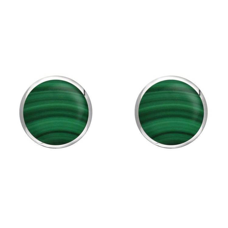 Sterling Silver Malachite 6mm Classic Medium Round Stud Earrings
