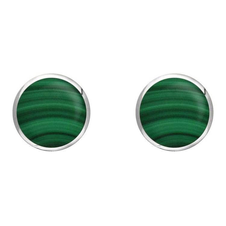Sterling Silver Malachite 8mm Classic Large Round Stud Earrings