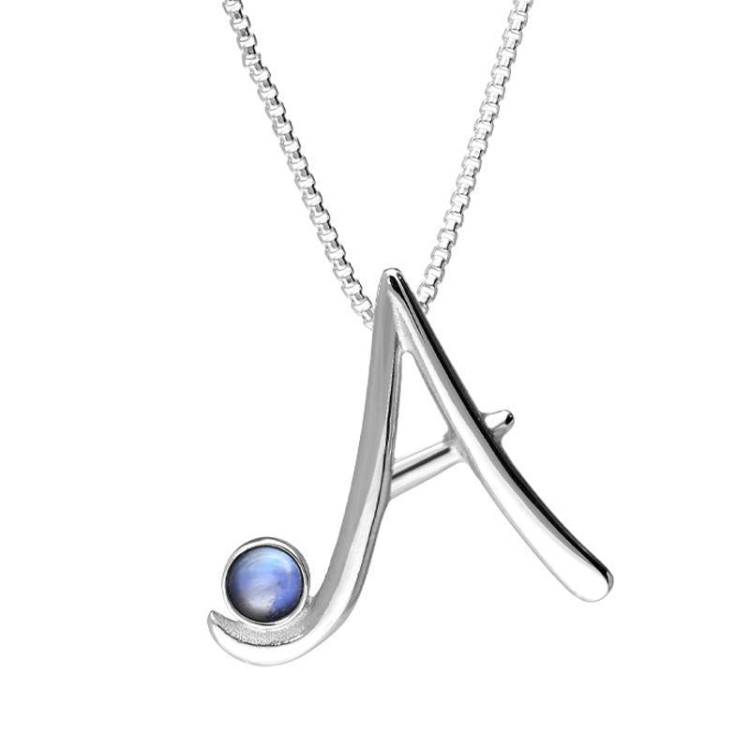 Sterling Silver Moonstone Love Letters Initial A Necklace - Option1 Value Silver