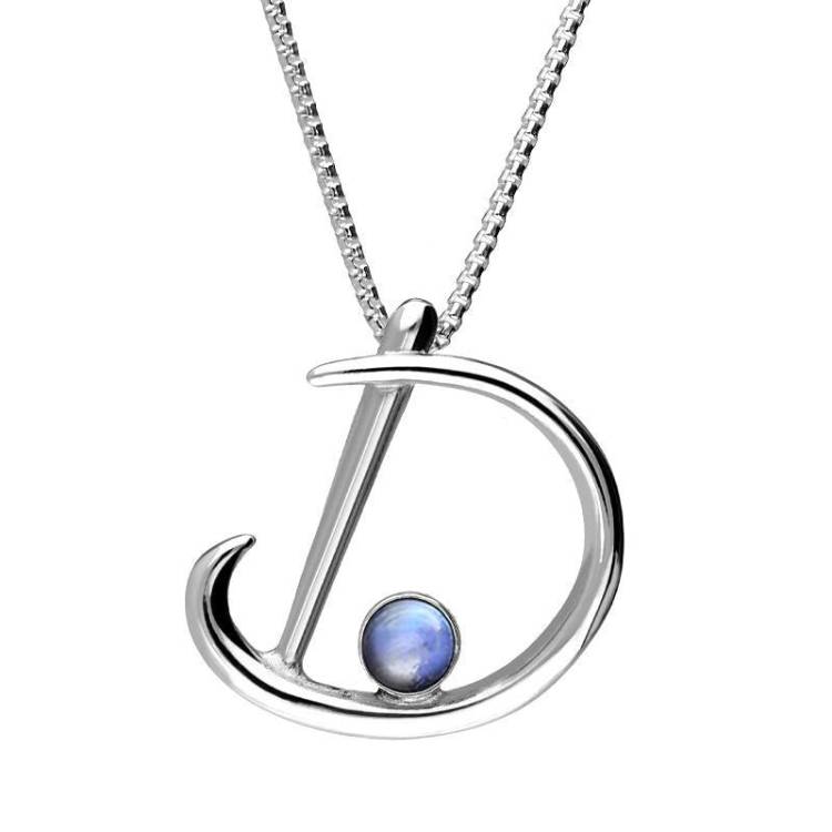 Sterling Silver Moonstone Love Letters Initial D Necklace - Option1 Value Silver