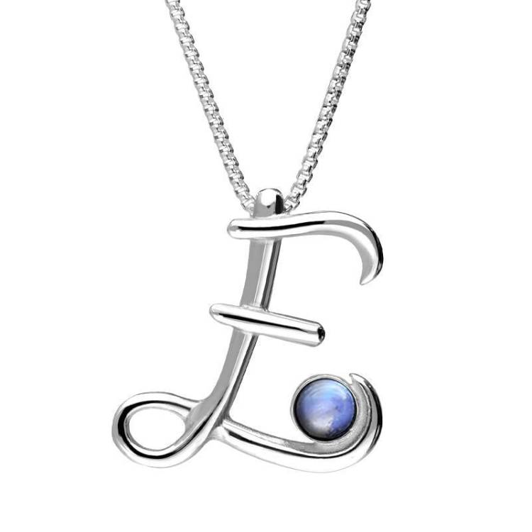 Sterling Silver Moonstone Love Letters Initial E Necklace - Option1 Value Silver