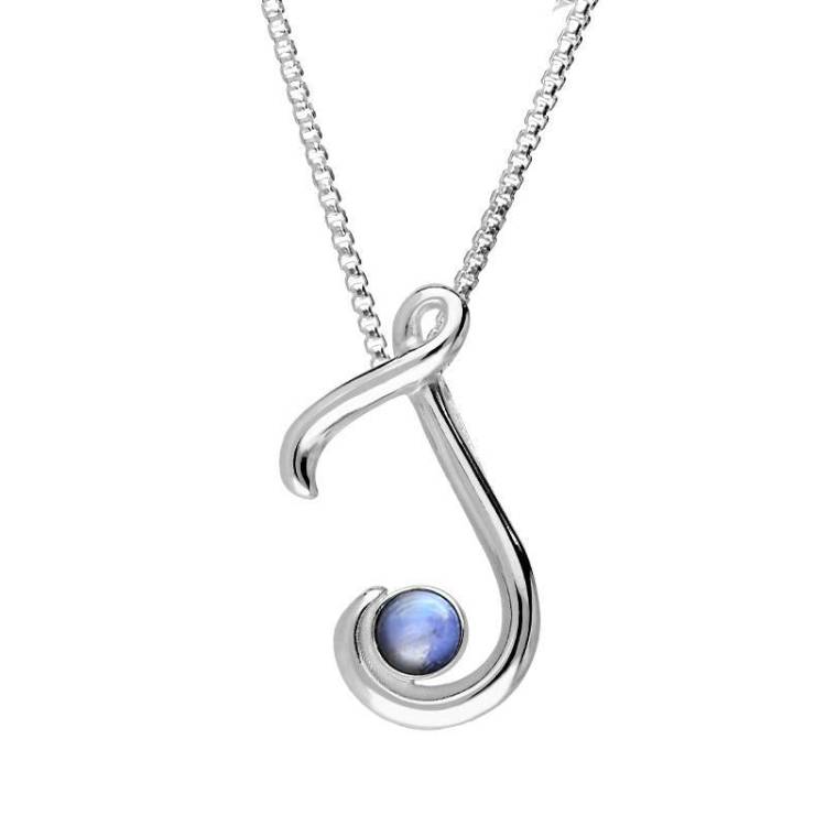 Sterling Silver Moonstone Love Letters Initial J Necklace - Option1 Value Silver