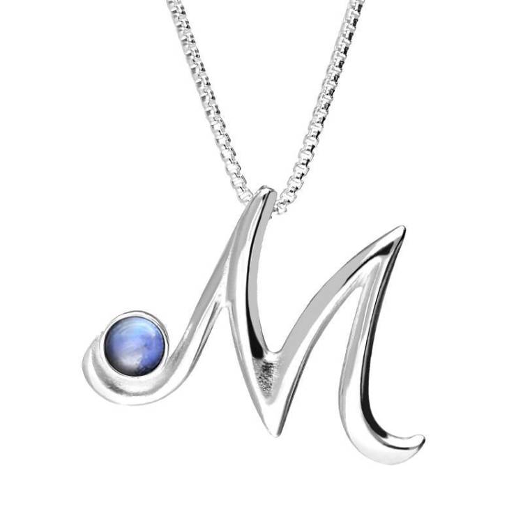 Sterling Silver Moonstone Love Letters Initial M Necklace - Option1 Value Silver