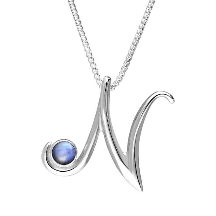 Sterling Silver Moonstone Love Letters Initial N Necklace - Option1 Value Silver