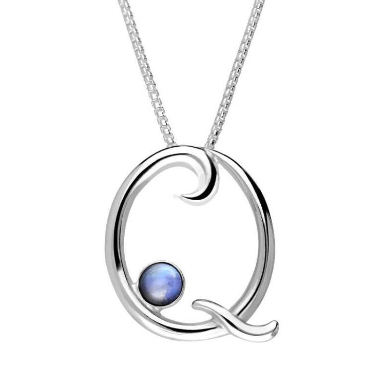 Sterling Silver Moonstone Love Letters Initial Q Necklace - Option1 Value Silver