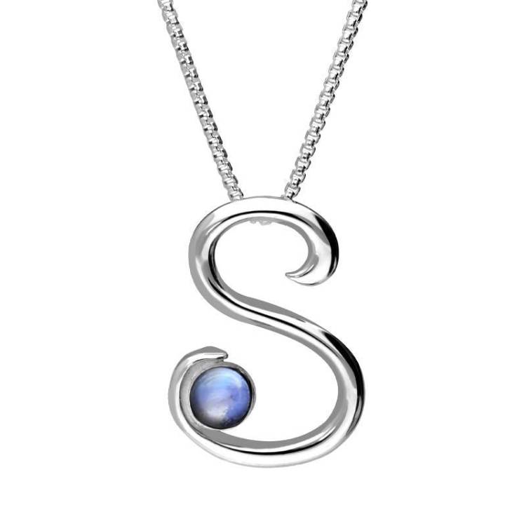 Sterling Silver Moonstone Love Letters Initial S Necklace - Option1 Value Silver