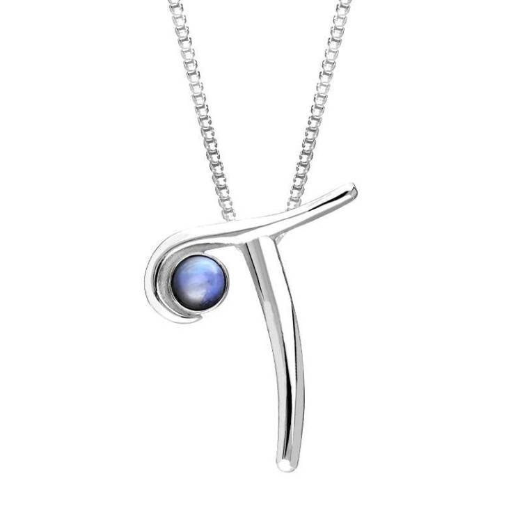 Sterling Silver Moonstone Love Letters Initial T Necklace - Option1 Value Silver