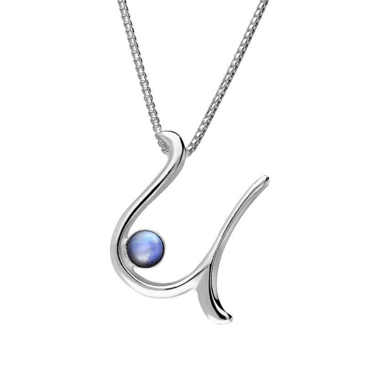 Sterling Silver Moonstone Love Letters Initial U Necklace - Option1 Value Silver