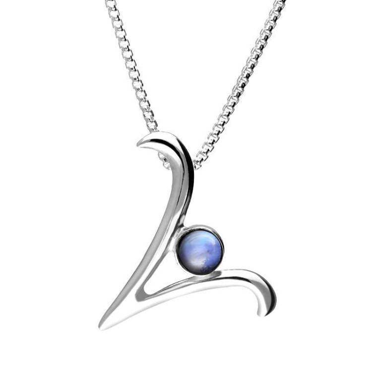Sterling Silver Moonstone Love Letters Initial V Necklace - Option1 Value Silver