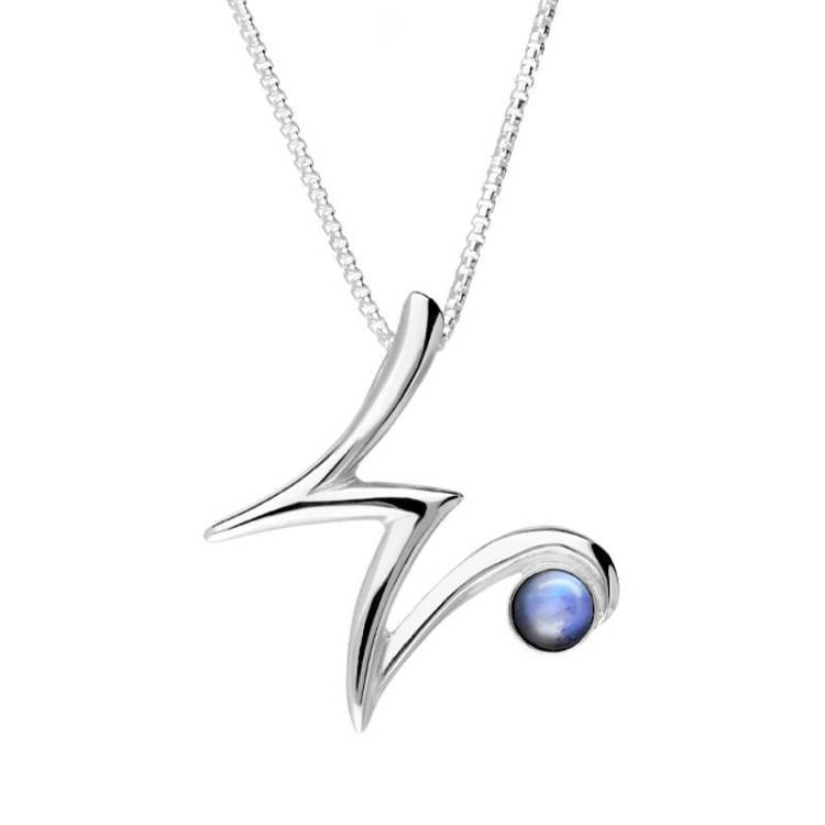 Sterling Silver Moonstone Love Letters Initial W Necklace - Option1 Value Silver