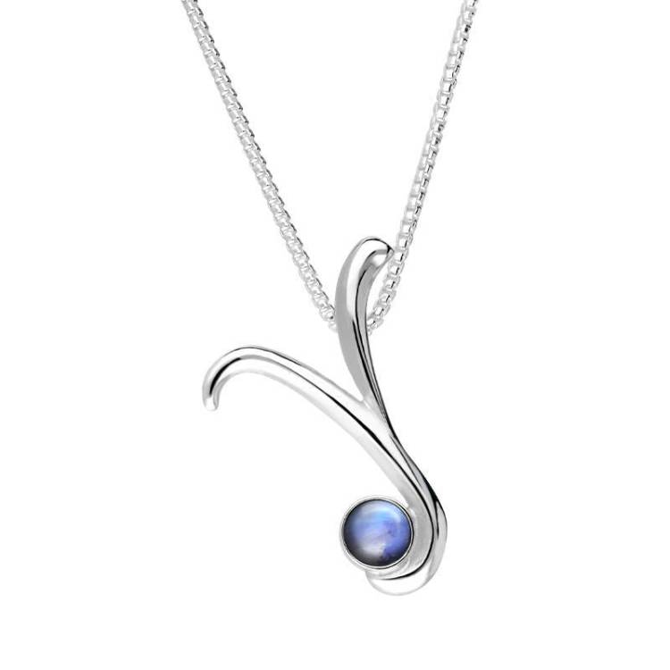 Sterling Silver Moonstone Love Letters Initial Y Necklace - Option1 Value Silver