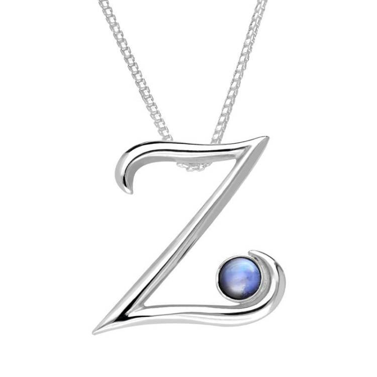 Sterling Silver Moonstone Love Letters Initial Z Necklace - Option1 Value Silver