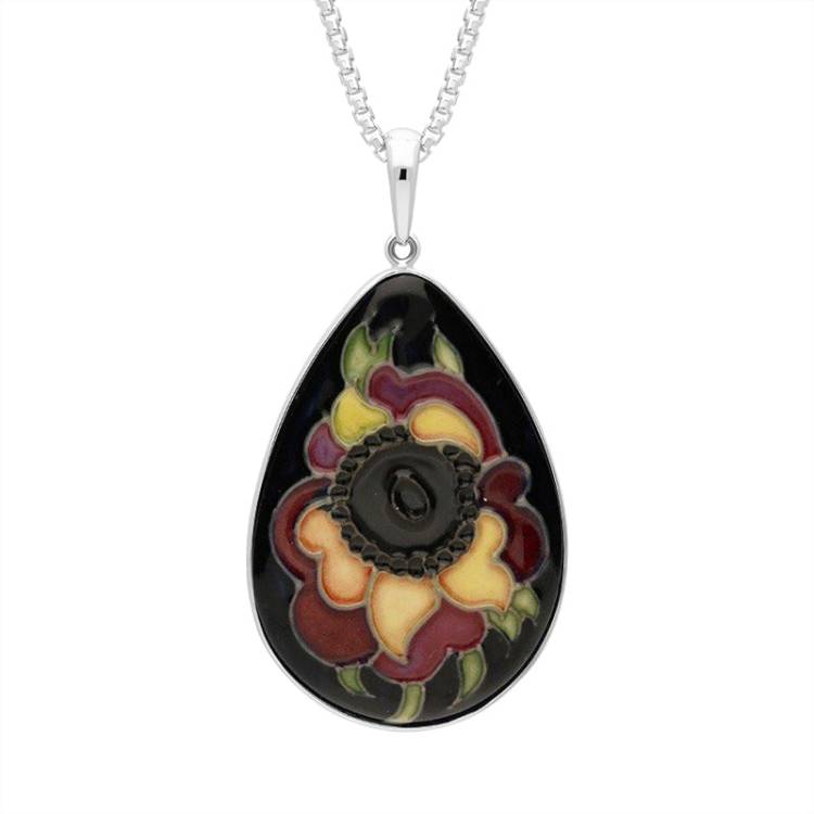 Sterling Silver Moorcroft Anemone Pear Necklace - Silver